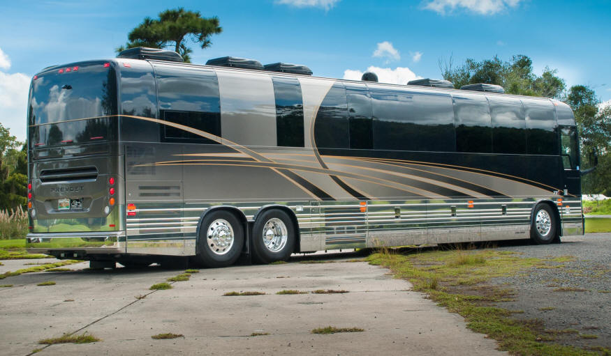 Bus # 45877, 2016 X3-45 Prevost Front Slide Entertainer Bus For Sale at Staley Bus Sales / Staley Coach in Nashville, Tennessee.